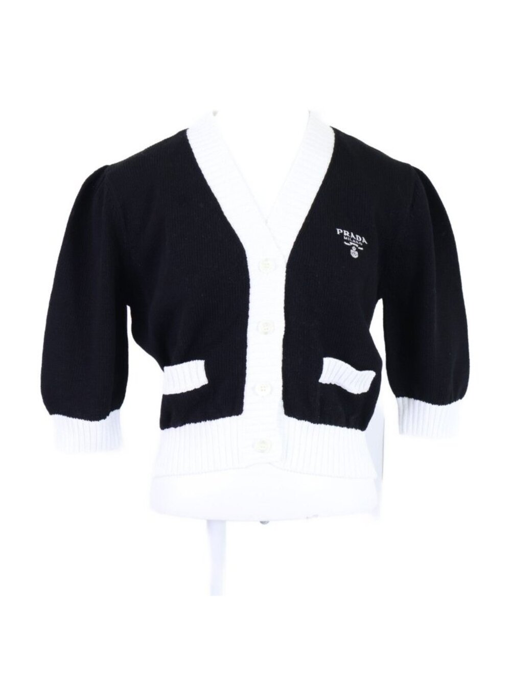 Prada Logo Embroidery Cropped Cardigan 42